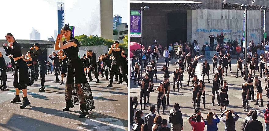 Durante este flashmob se recreó el baile de Merlina en plena Ciudad de México