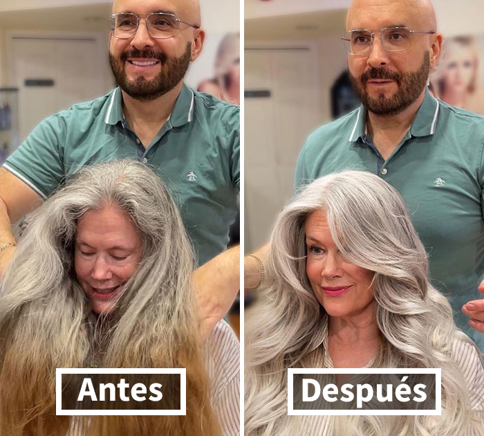 En lugar de teñir sus raíces canosas, este estilista logró que sus clientas lucieran una bella cabellera gris (35 imágenes nuevas)