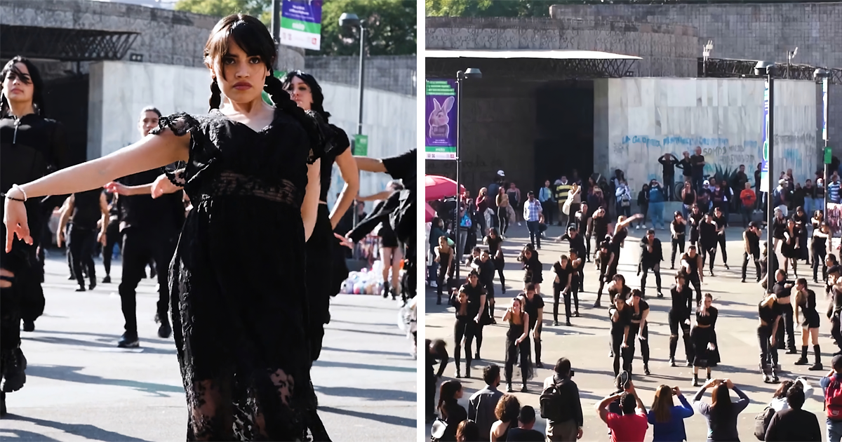 Durante este flashmob se recreó el baile de Merlina en plena Ciudad de México