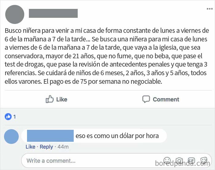 Se busca niñera, debe estar en la universidad