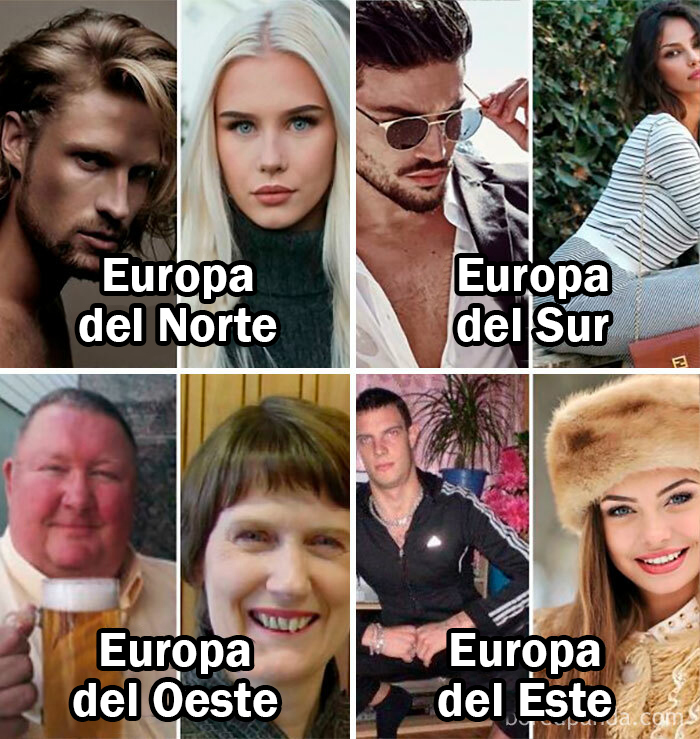 El tipo medio de hombres y mujeres europeos