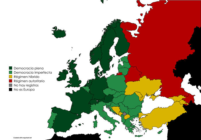 La situación de la democracia en Europa según el índice de Eiu 2022 