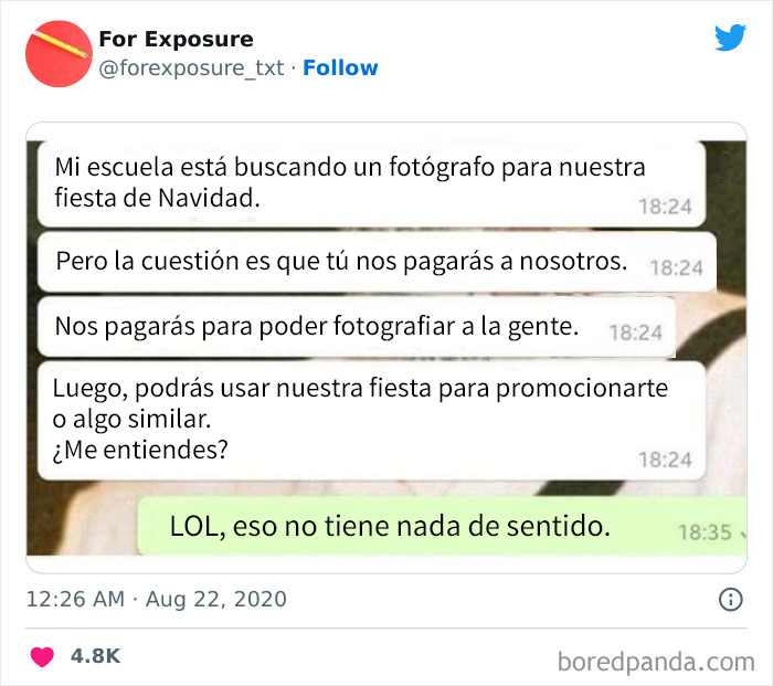"For Exposure": 40 Screenshots Of Choosing Beggars Caught In Action When It Came To Paying For Services They Asked For