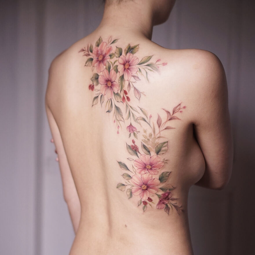 50 Tatuajes Florales Que Parecen Pinturas De Acuarela Sobre La Piel