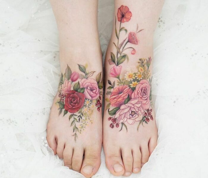 50 Tatuajes florales que parecen pinturas de acuarela sobre la piel (nuevas fotos)