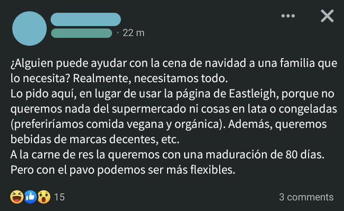 Pidiendo ayuda para Navidad