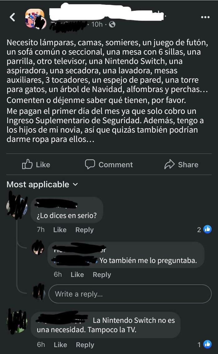 Uno no podría inventarlo… Definitivamente necesita una Nintendo Switch y, quizás, ropa para los niños