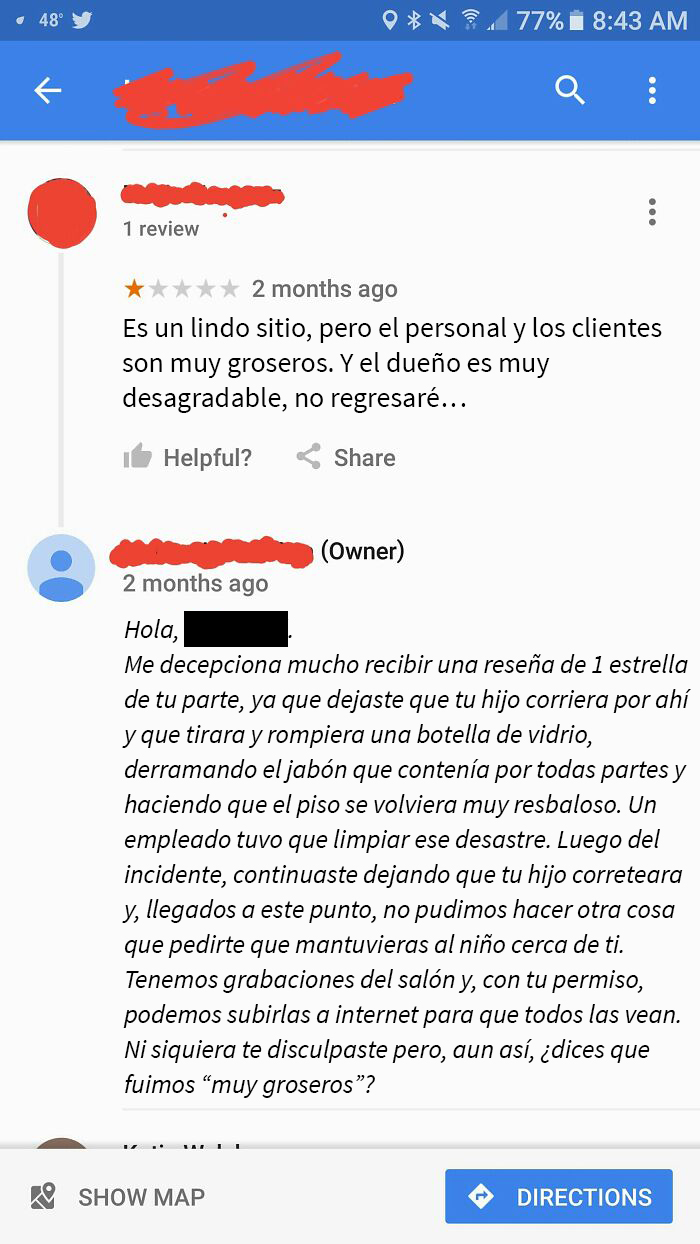 La dueña de un salón de manicura responde a una crítica de una estrella