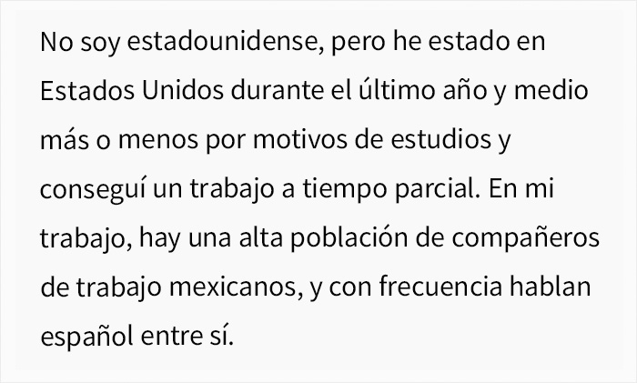 Unos trabajadores mexicanos asumen erróneamente que su nueva compañera no entiende español y empiezan a hablar mal de ella