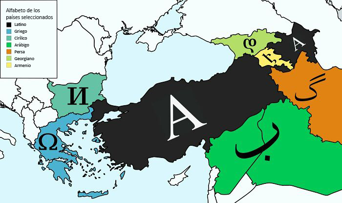 Turquía, fronteriza con 7 países con 7 alfabetos distintos