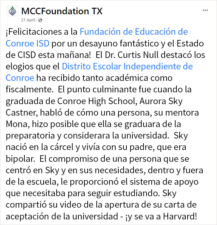 Nacida en la cárcel, ahora estudiará Derecho en Harvard: La inspiradora historia de Sky Castner