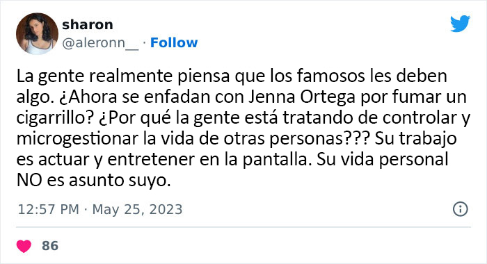 La madre de Jenna Ortega pilló a su hija fumando en público y la regañó a través de Instagram