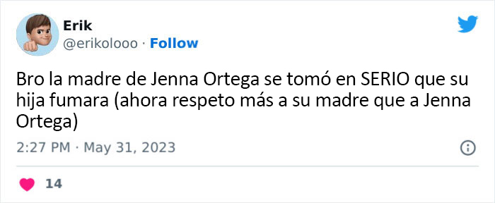 La madre de Jenna Ortega pilló a su hija fumando en público y la regañó a través de Instagram