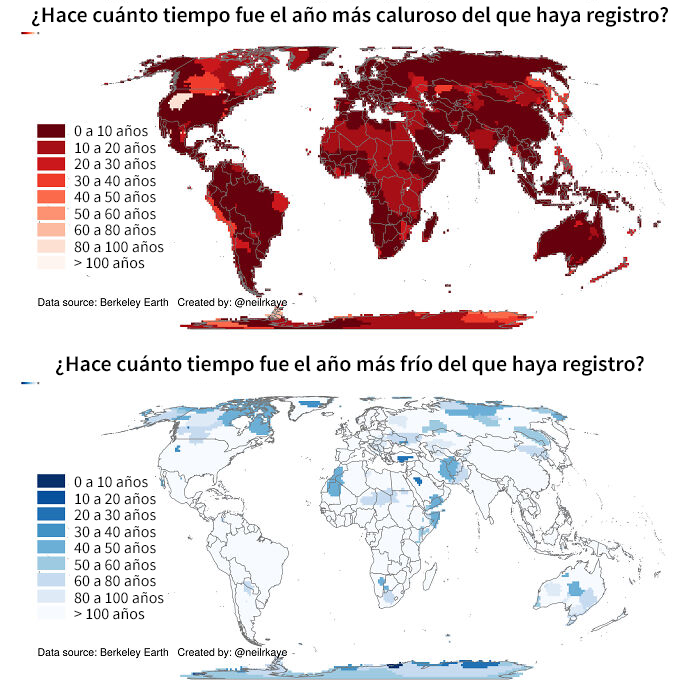 ¿Cuánto hace que se registraron los años más cálidos y más fríos del mundo? 