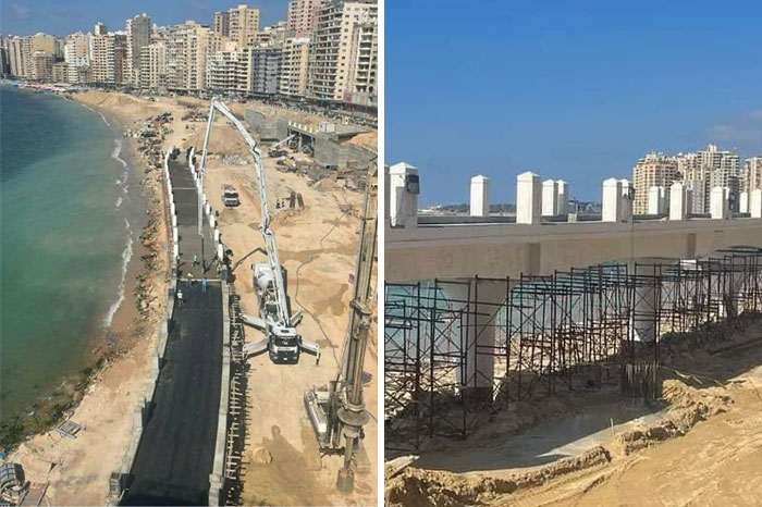 Quitan una famosa playa para construir una carretera costera. Alejandría, Egipto