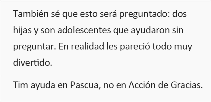 En una familia los hombres se niegan a ayudar a las mujeres en Acción de Gracias y los echan de casa