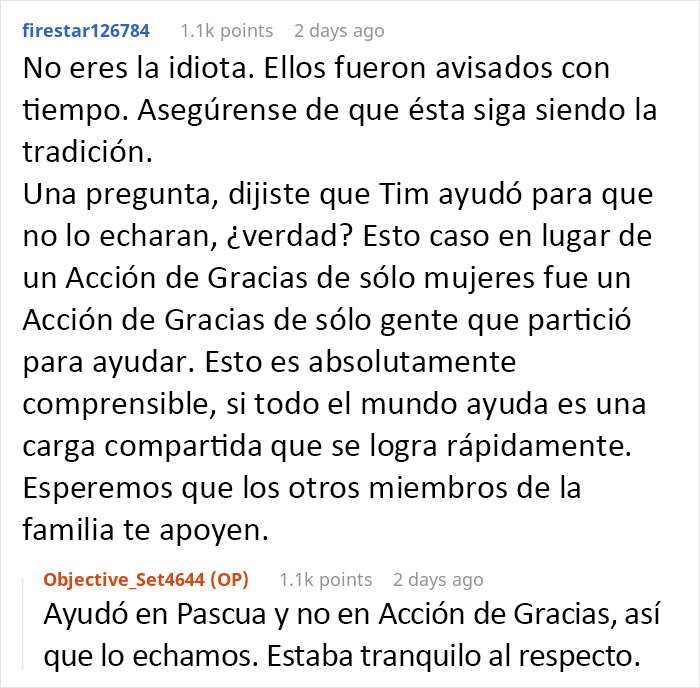 En una familia los hombres se niegan a ayudar a las mujeres en Acción de Gracias y los echan de casa