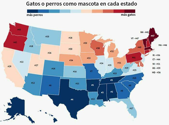 Estados con más dueños de perros o de gatos