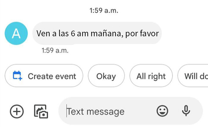 Mi jefe no me dijo nada el día anterior, y me ha despertado con este mensaje