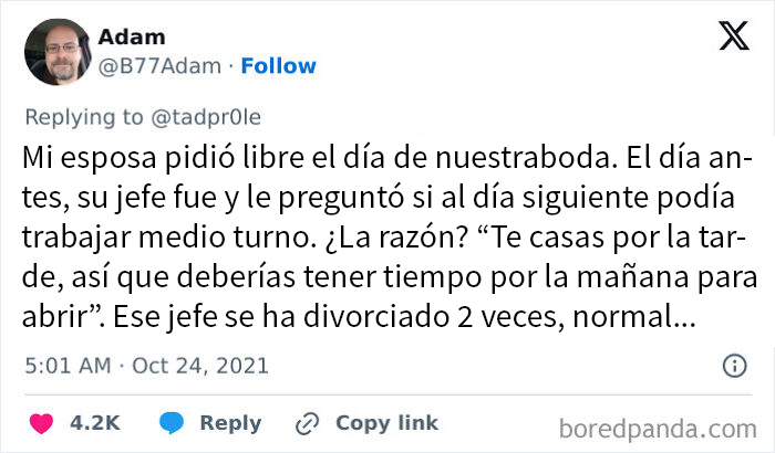 No fue, pero no dejó el trabajo. Lo dejó después de que su jefe ignorara una petición de vacaciones que hizo 6 meses antes