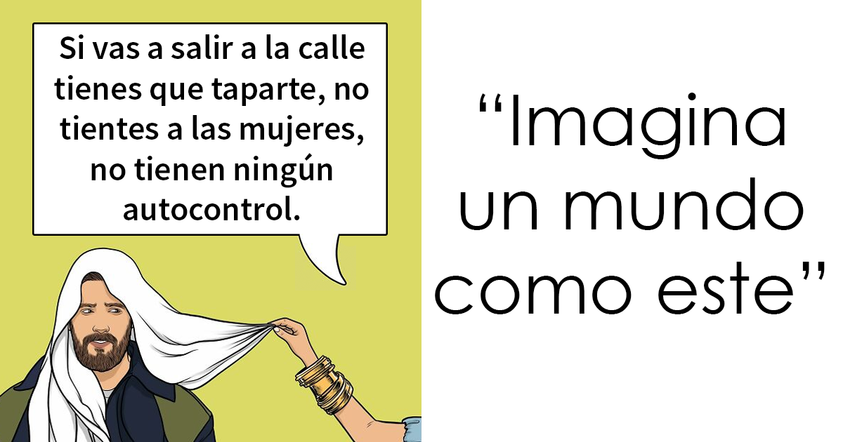 Esta artista señala el sexismo cotidiano poniendo a hombres en el lugar de las mujeres (8 viñetas)