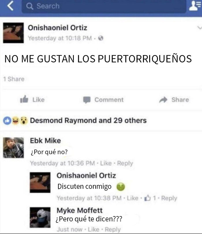 Los puertorriqueños discuten conmigo