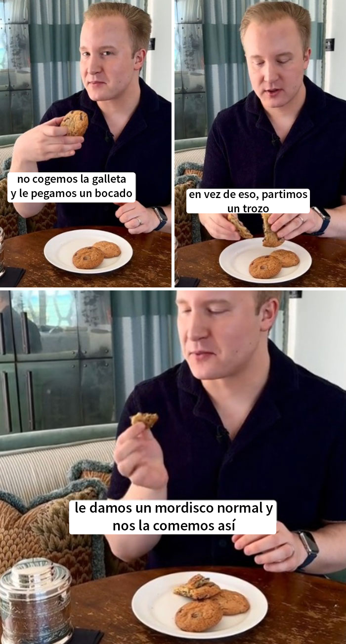El modo apropiado de comer una galleta grande