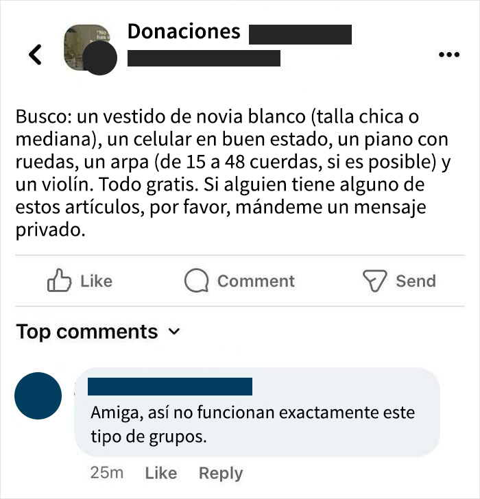 Supongo que quiere conseguir instrumentos para el día de su boda, pero ¿los músicos no suelen tener los suyos? Está pidiendo cosas valuadas en miles de dólares