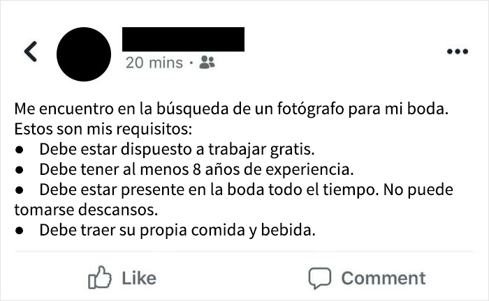 Una antigua compañera de clase publicó este interesante anuncio