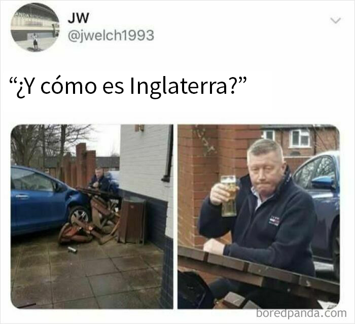 Hombre usando sarcasmo tras accidente con auto y cerveza.