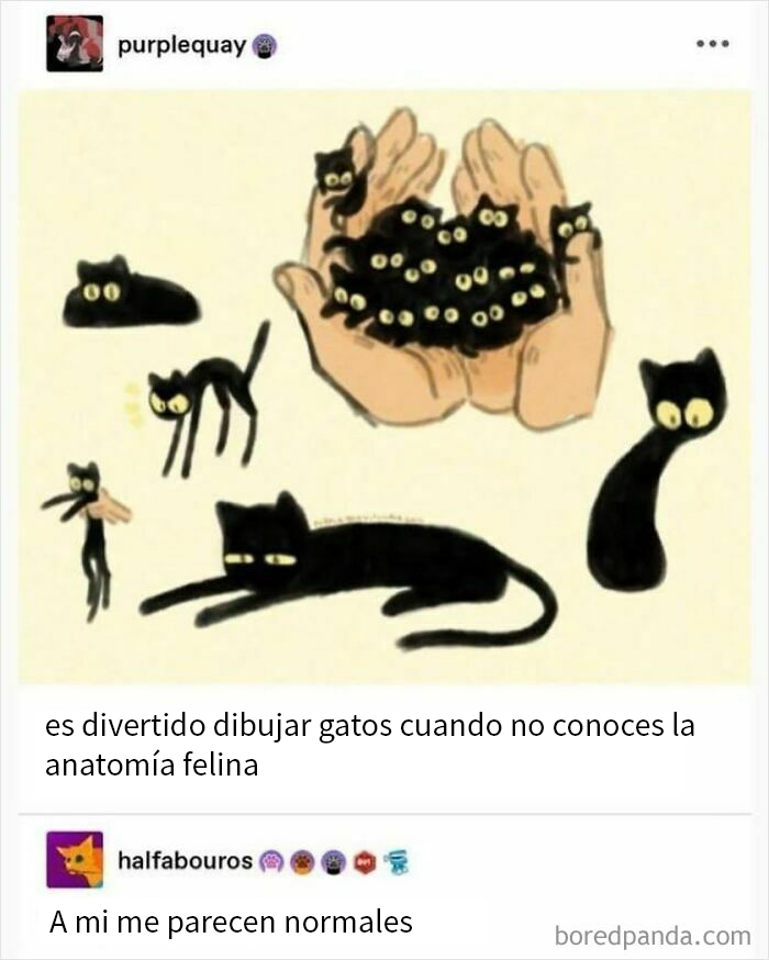Ilustraciones divertidas de gatos en Tumblr con estilo humorístico y original.