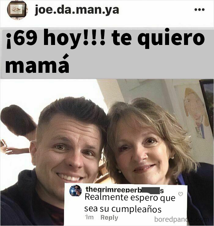 Pareja sonriente, comentario divertido añade humor a la publicación original.