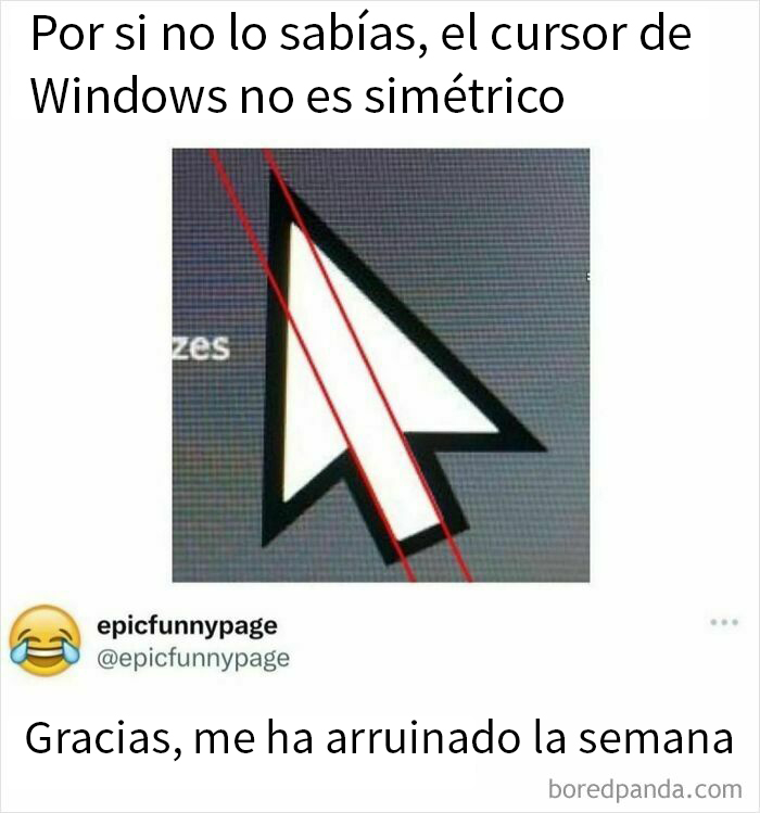 Cursor de Windows asimétrico provoca reacción divertida.