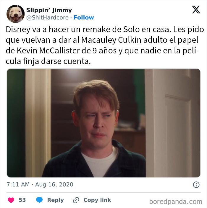Hombre confundido en escena de película, meme divertido que quizá te resulte familiar y referencia a Solo en casa.