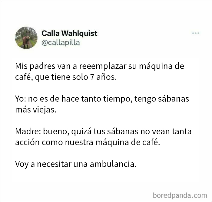 Meme divertido sobre la máquina de café y las sábanas viejas en situaciones familiares cotidianas.