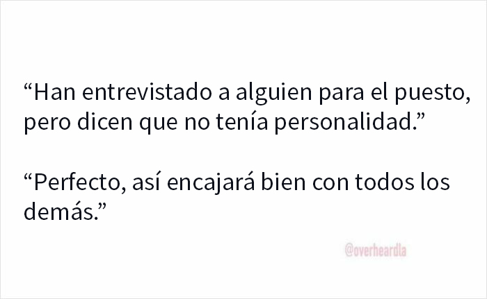 Texto divertido de conversaciones escuchadas en Los Ángeles sobre entrevistas y personalidades en el trabajo.