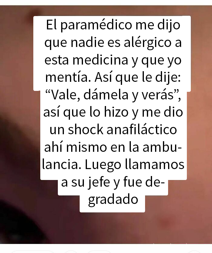 Mentira muy vergonzosa descubierta en internet sobre alergia a medicina que causó shock anafiláctico en ambulancia.