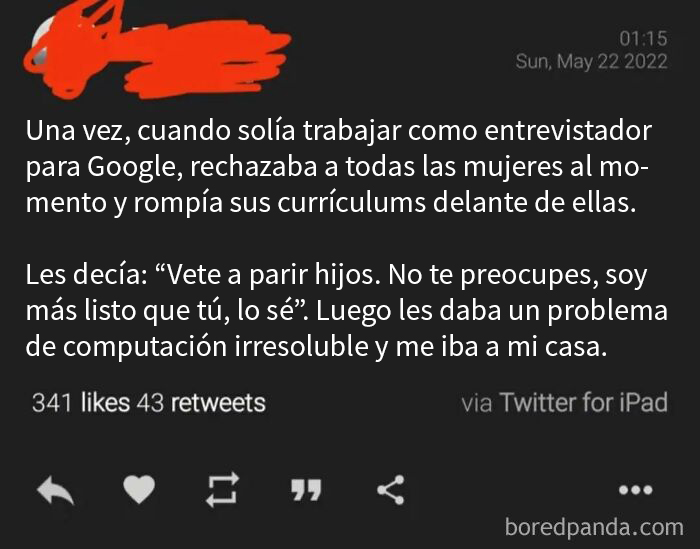 Mentira muy vergonzosa en Internet sobre entrevistador que rechazaba mujeres y rompía currículums delante de ellas.
