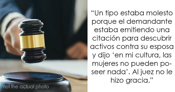 Martillo de juez en sala de tribunal, ilustrando anu00e9cdota sobre abogados y errores comunes de clientes.