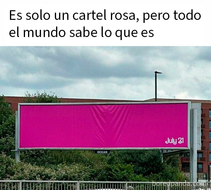 Cartel rosa simple con fecha en esquina, imagen reconfortante para alegrar el día en publicaciones positivas.
