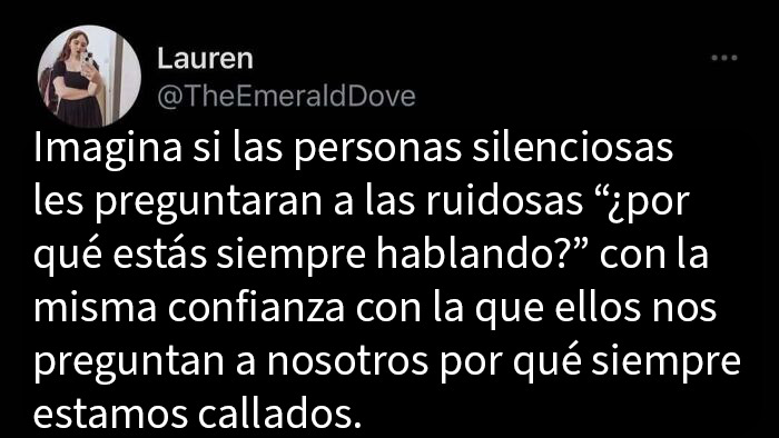 Publicación reconfortante con reflexión sobre personas silenciosas y ruidosas para alegrar tu día.