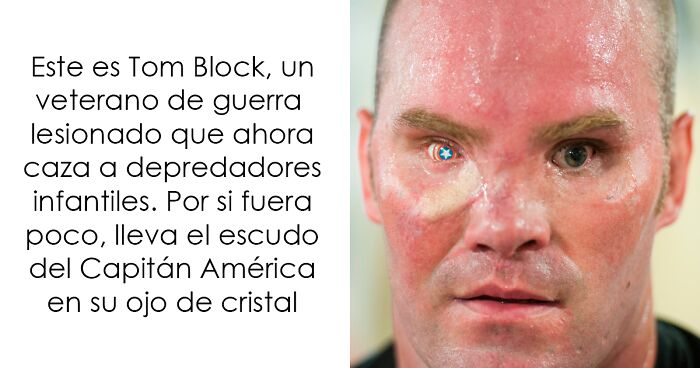 Hombre veterano de guerra con ojo de cristal y piel quemada, mostrando datos inquietantes sobre el mundo actual.