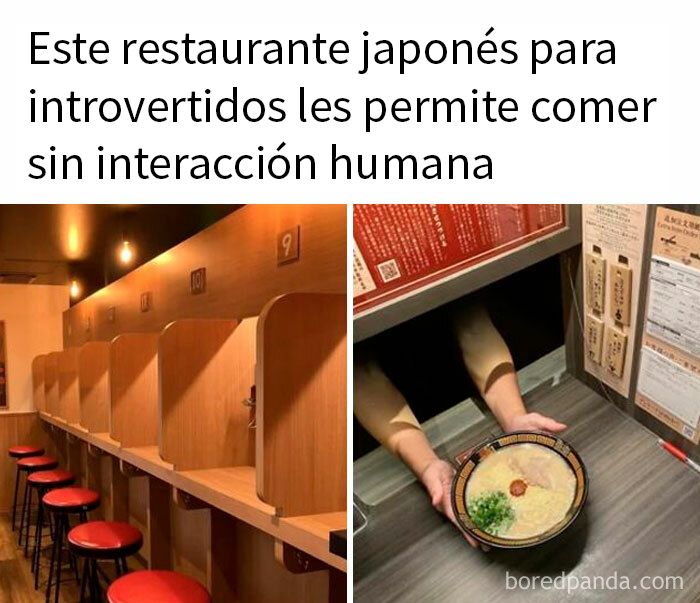 Restaurante japonés para introvertidos con cabinas individuales y servicio sin interacción humana, ideal para quienes prefieren privacidad.