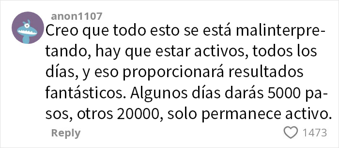 Comentario en redes sobre la tendencia japonesa de caminar 30 minutos y superar los 10.000 pasos diarios para mantenerse activo.