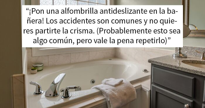 Bau00f1era con alfombrilla antideslizante para seguridad en el hogar, consejo u00fatil para mujeres que viven solas.