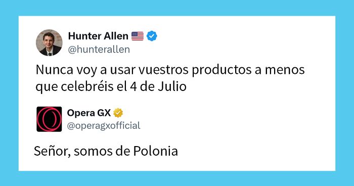 Tuit que muestra ignorancia estadounidense por exigir celebraciu00f3n del 4 de Julio a una empresa polaca en redes sociales.