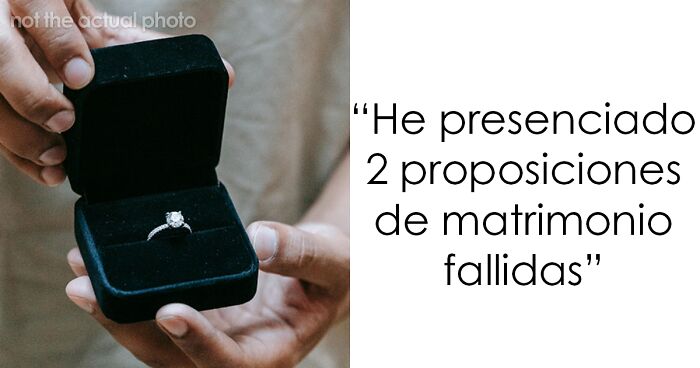 Manos sosteniendo una caja negra con un anillo de compromiso, reflejando citas terribles presenciadas por camareros.