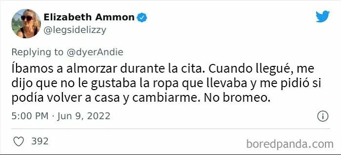 Tuit de una mujer relatando una situación incómoda durante una cita fallida compartida en internet sobre citas que no salieron bien.