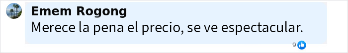 Comentario en redes sobre lifting facial, destacando resultados impactantes y valorando el precio de 15000 dólares.