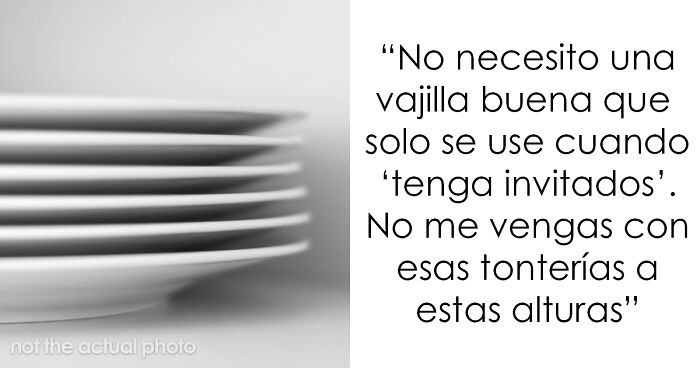 Platos apilados desenfocados junto a frase sobre tendencias hogareu00f1as de la vieja escuela superadas por millennials.